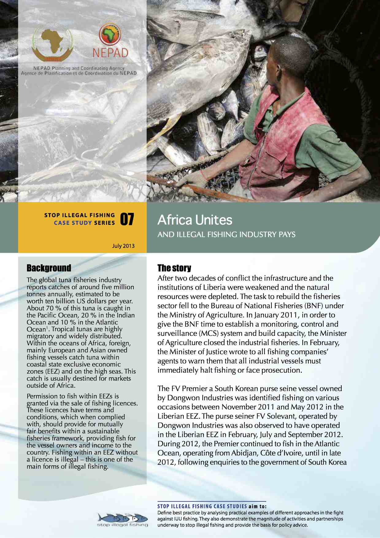 Front cover for Case Study 07: Africa Unites and Illegal Fishing Industry Pays