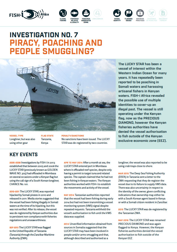 Front cover for Fish-i investigation 07: Piracy, poaching and people smuggling? – the case of the LUCKY STAR